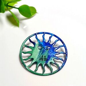 Multicolor Enamel Sunburst Brooch Pin